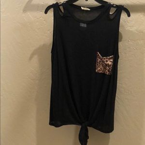 Black tank with Cheetah pocket